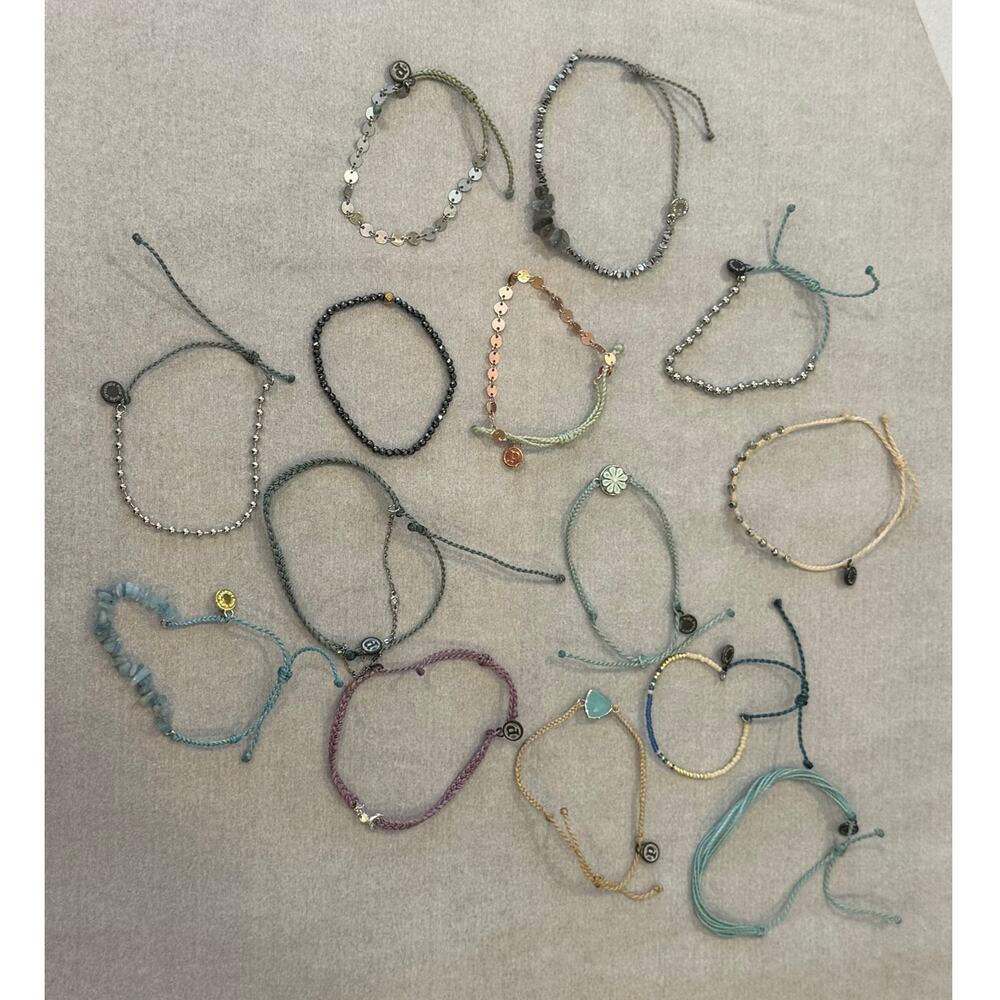 PURA VIDA Lot of 14 Rope Charm Bracelets Blues Silver Gold